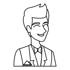 Fototapeta premium portrait happy groom in a wedding suit laughing vector illustration