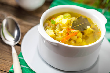 Cucumber soup with vegetables.