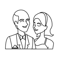 portrait wedding couple happy bride and groom together vector illustration