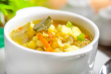 Cucumber soup with vegetables.