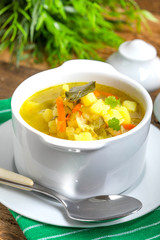 Cucumber soup with vegetables.