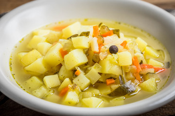 Cucumber soup with vegetables.