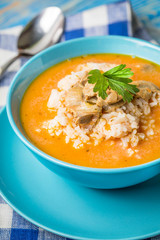 Tomato soup with rice.