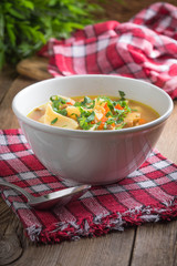 Mushroom soup with parsley.