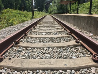 Obraz premium Railway tracks from the ground