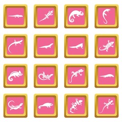 Lizard icons pink