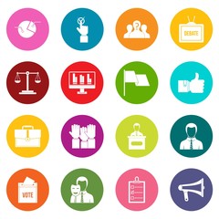 Election voting icons many colors set