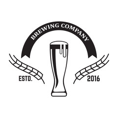 Fresh beer emblem on white background on white background. Design element for logo, label, emblem, sign. Vector illustration