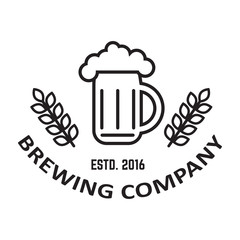 Fresh beer emblem on white background on white background. Design element for logo, label, emblem, sign. Vector illustration