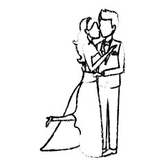 romantic couple wedding woman and man kissing vector illustration