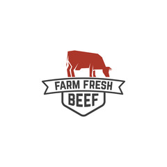 Fresh beef emblem on white background on white background. Design element for logo, label, emblem, sign. Vector illustration