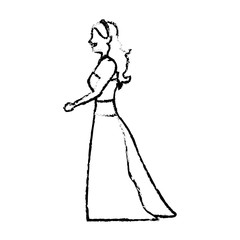 beautiful wedding bride in dress ceremony vector illustration