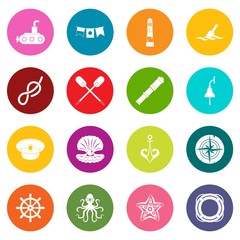 Nautical icons many colors set