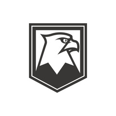 Eagle head emblem on white background. Design element for logo, label, emblem, sign. Vector illustration