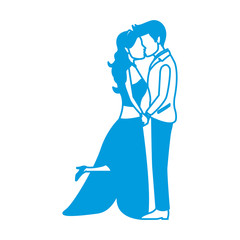 romantic couple wedding woman and man kissing vector illustration