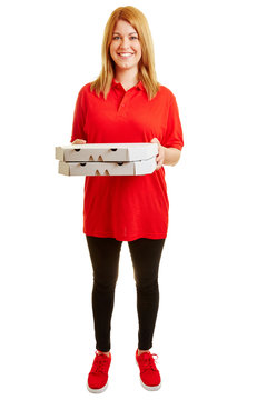 Frau als Pizzabote im Nebenjob