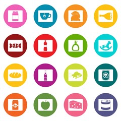 Shop navigation foods icons many colors set