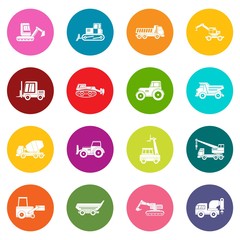 Fototapeta premium Building vehicles icons many colors set