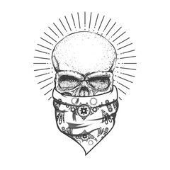 Gangster skull emblem on white background.  Vector illustration