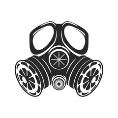 Gas mask emblem on white background.  Vector illustration