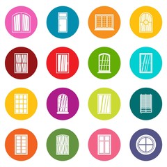 Plastic window forms icons many colors set