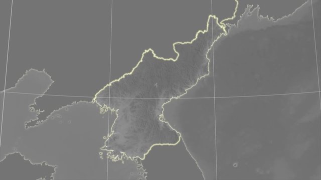 North Korea and neighborhood. Grayscale