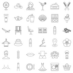 Hygiene icons set, outline style