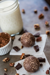 Chocolate Truffles with Chocolate Pieces and Nuts