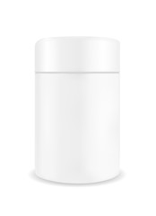 Glass white jar. Packaging for cosmetics