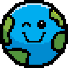 Fototapeta premium Winking 8-Bit Cartoon Earth