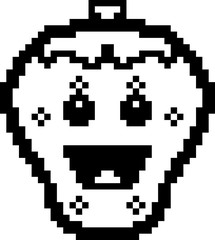 Smiling 8-Bit Cartoon Strawberry
