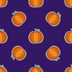 Seamless autumn background with pumpkin orange, beige, brown and yellow. Ideal for Wallpaper, fabric, gift paper, pattern fills, background of web pages, autumn greeting cards.