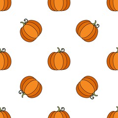 Seamless autumn background with pumpkin orange, beige, brown and yellow. Ideal for Wallpaper, fabric, gift paper, pattern fills, background of web pages, autumn greeting cards.