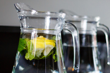 Lemonade with mint and lemon