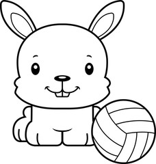Cartoon Smiling Volleyball Player Bunny