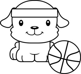 Cartoon Smiling Basketball Player Puppy