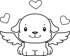 Cartoon Smiling Cupid Puppy