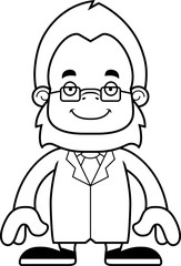 Cartoon Smiling Scientist Sasquatch
