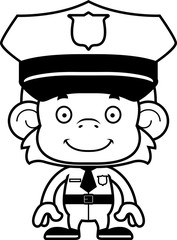 Cartoon Smiling Police Officer Monkey