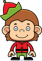 Cartoon Smiling Xmas Elf Monkey