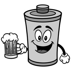 Battery with Beer Illustration