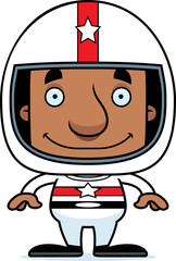 Cartoon Smiling Race Car Driver Man