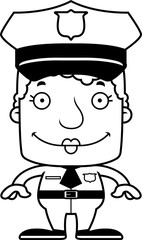 Cartoon Smiling Police Officer Woman