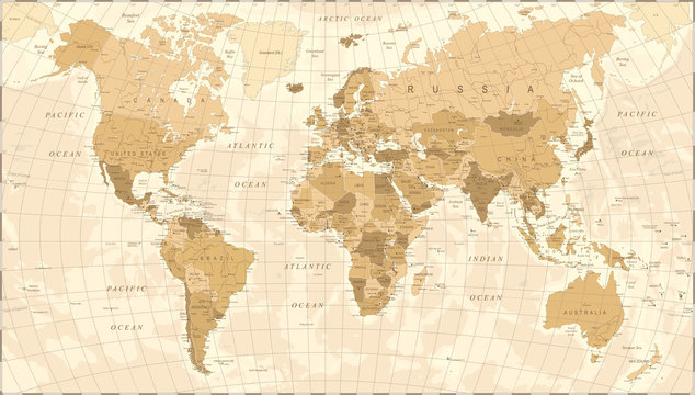 World Map Vintage Vector © Porcupen