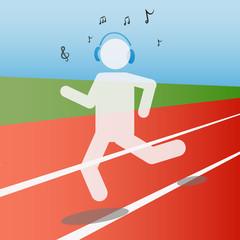 Athlete listens to music. Sportive motivation. Sports, health, music concept.