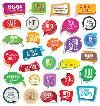 Sale stickers modern design collection vector 