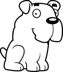 Fototapeta na wymiar Cartoon Bulldog Sitting