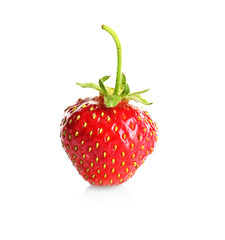 Ripe strawberry on white background