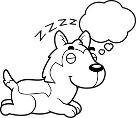 Cartoon Husky Dreaming