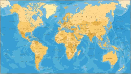 Gartenposter Weltkarte Weltkarte politischer Vintage-Vektor